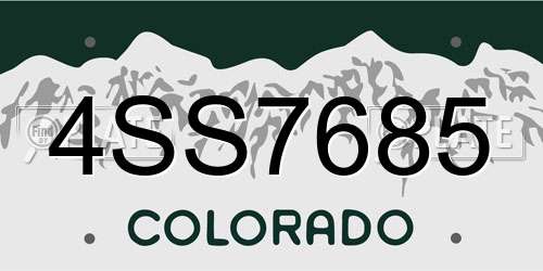 4SS7685 Colorado License Plate