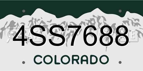 4SS7688 Colorado License Plate