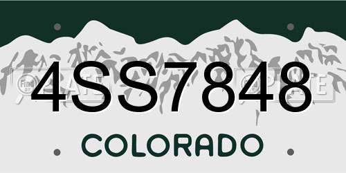 4SS7848 Colorado License Plate