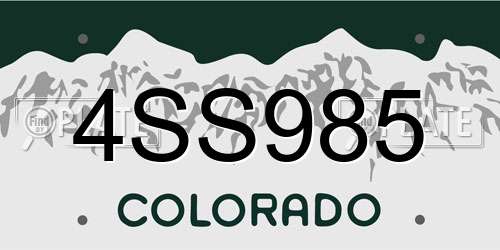 4SS985 Colorado License Plate