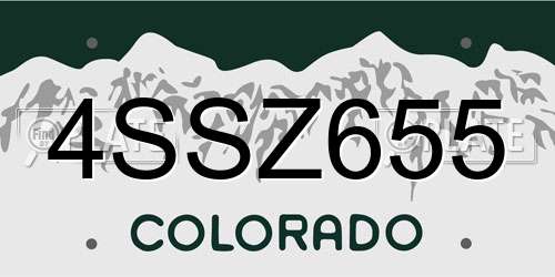 4SSZ655 Colorado License Plate