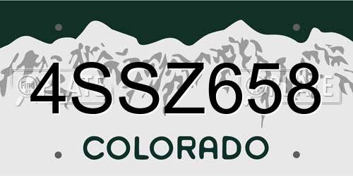 4SSZ658 Colorado License Plate