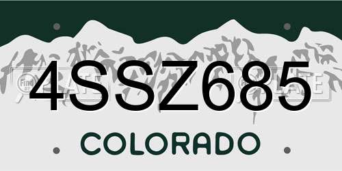 4SSZ685 Colorado License Plate