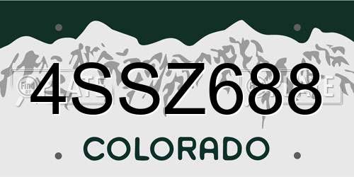 4SSZ688 Colorado License Plate