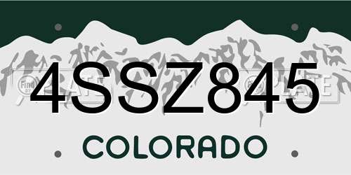 4SSZ845 Colorado License Plate