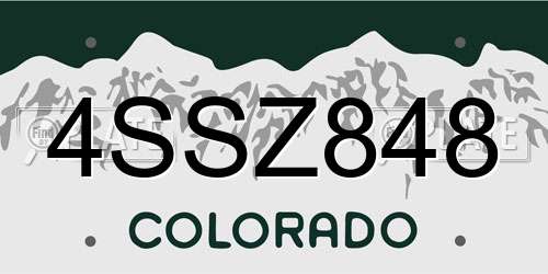4SSZ848 Colorado License Plate