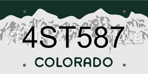 4ST587 Colorado License Plate