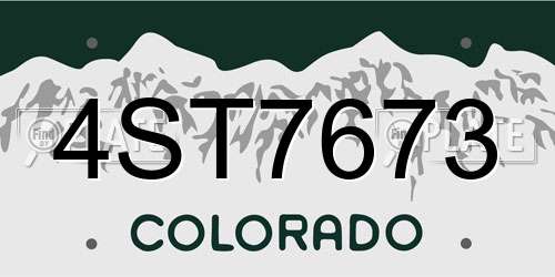 4ST7673 Colorado License Plate
