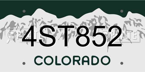 4ST852 Colorado License Plate