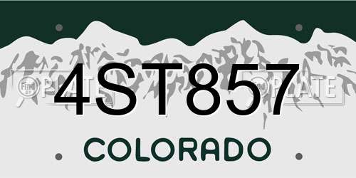 4ST857 Colorado License Plate