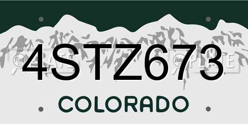 4STZ673 Colorado License Plate