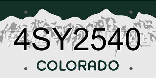 4SY2540 Colorado License Plate