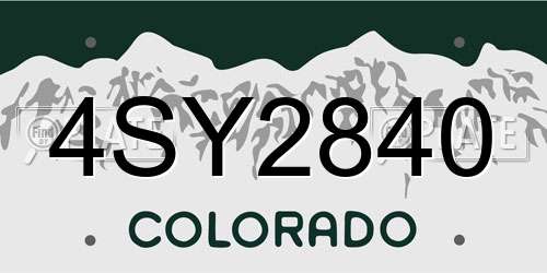 4SY2840 Colorado License Plate