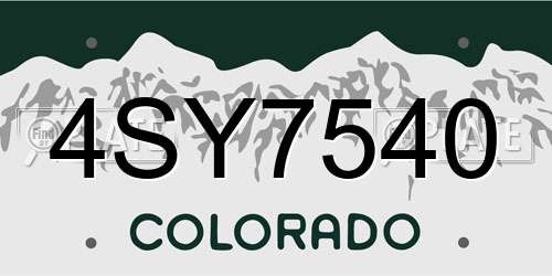 4SY7540 Colorado License Plate