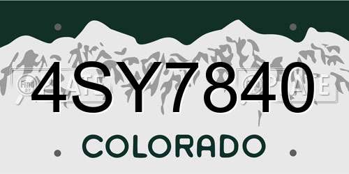 4SY7840 Colorado License Plate