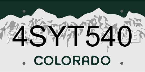 4SYT540 Colorado License Plate