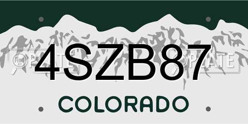 4SZB87 Colorado License Plate