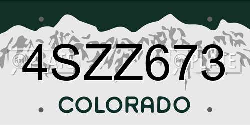 4SZZ673 Colorado License Plate
