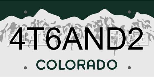 4T6AND2 Colorado License Plate
