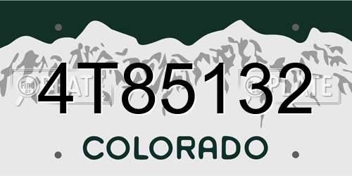 4T85132 Colorado License Plate