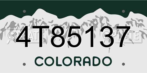 4T85137 Colorado License Plate