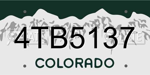 4TB5137 Colorado License Plate