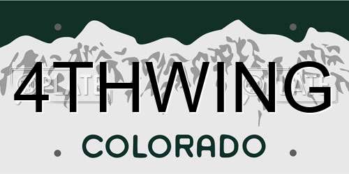 4THWING Colorado License Plate