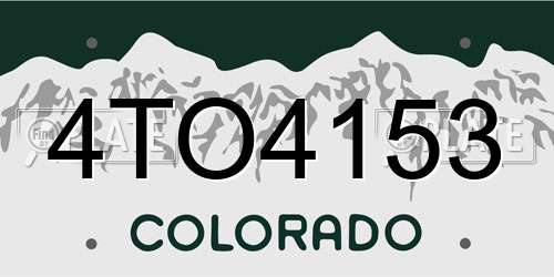 4TO4153 Colorado License Plate