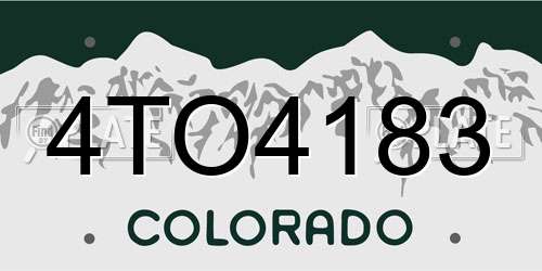 4TO4183 Colorado License Plate