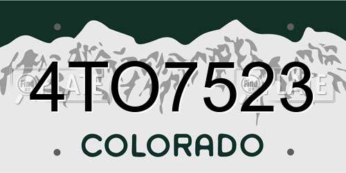 4TO7523 Colorado License Plate