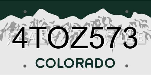 4TOZ573 Colorado License Plate