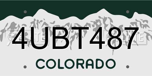 4UBT487 Colorado License Plate