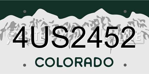 4US2452 Colorado License Plate