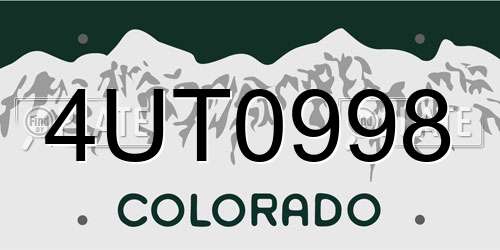 4UT0998 Colorado License Plate