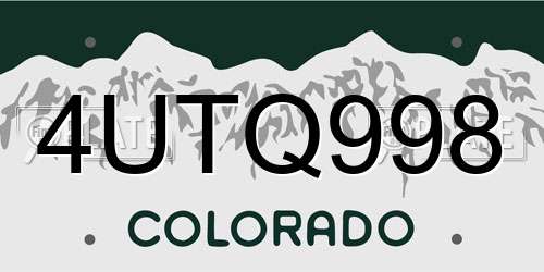 4UTQ998 Colorado License Plate