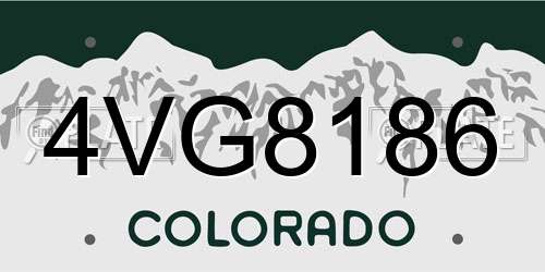 4VG8186 Colorado License Plate