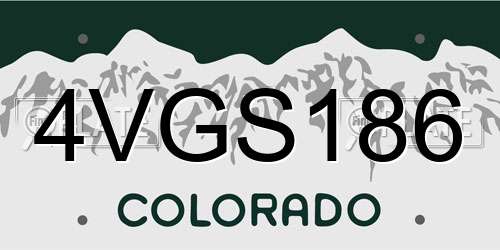 4VGS186 Colorado License Plate