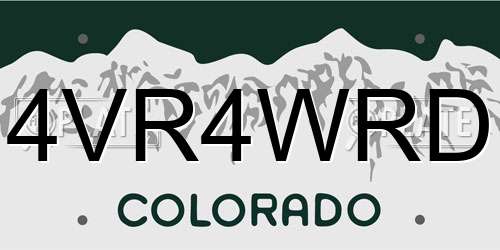 4VR4WRD Colorado License Plate