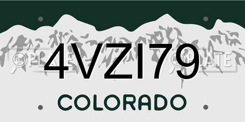 4VZI79 Colorado License Plate