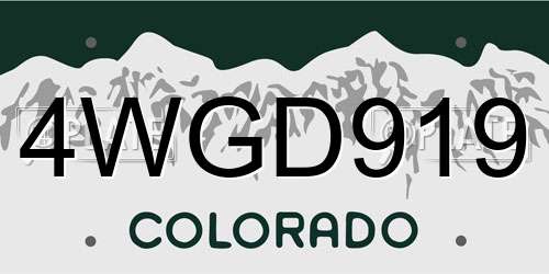 4WGD919 Colorado License Plate