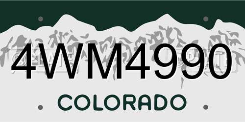 4WM4990 Colorado License Plate