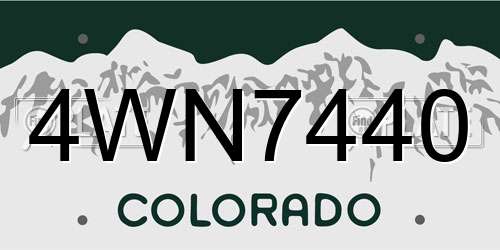 4WN7440 Colorado License Plate
