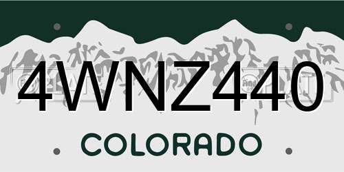 4WNZ440 Colorado License Plate
