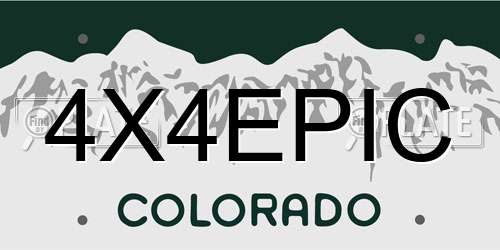 4X4EPIC Colorado License Plate