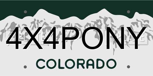 4X4PONY Colorado License Plate