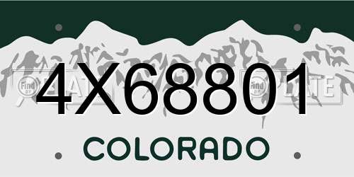 4X68801 Colorado License Plate
