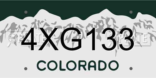 4XG133 Colorado License Plate