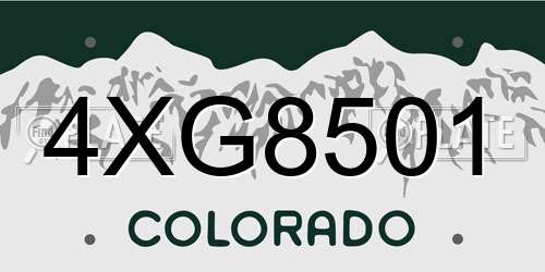 4XG8501 Colorado License Plate
