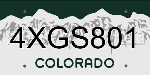 4XGS801 Colorado License Plate