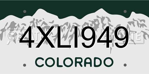 4XLI949 Colorado License Plate
